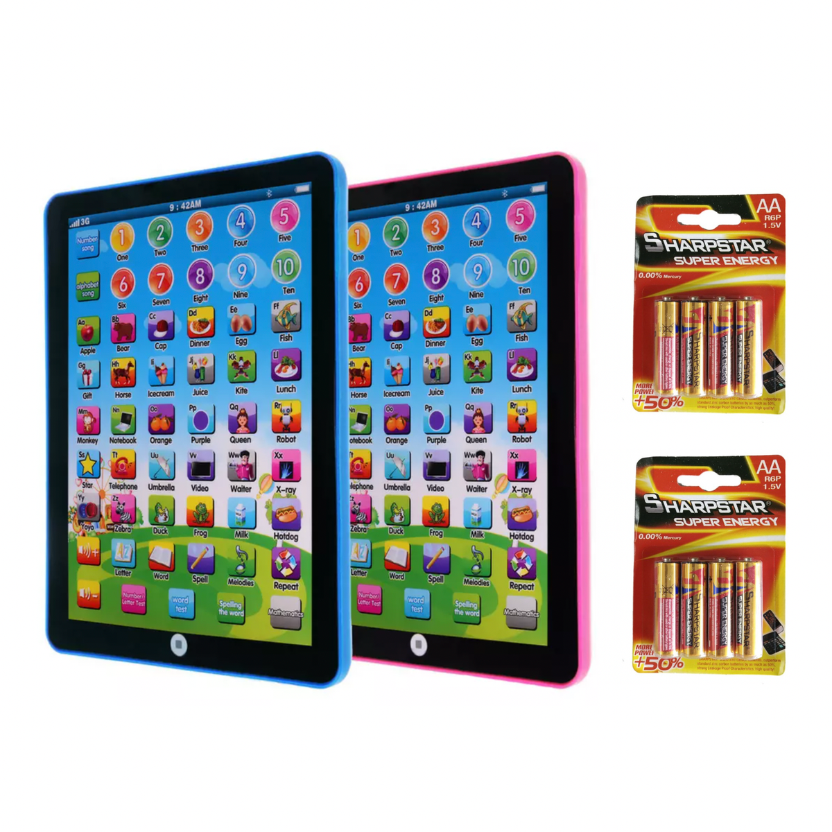 Interactive Educational Tablet for Kids with Batteries – 2 Pack ...